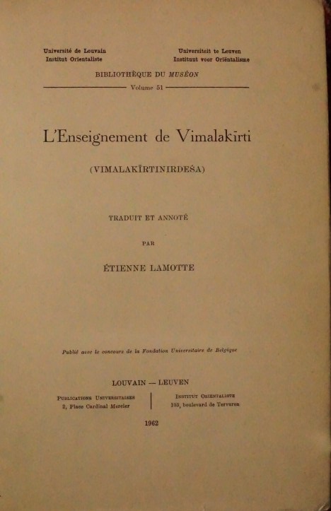 L`Enseignement de Vimalakirti ( VIMALAKIRTINIRDESA )