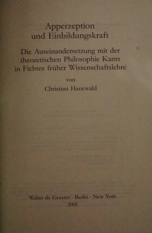 Apperzeption und Einbildungskraft