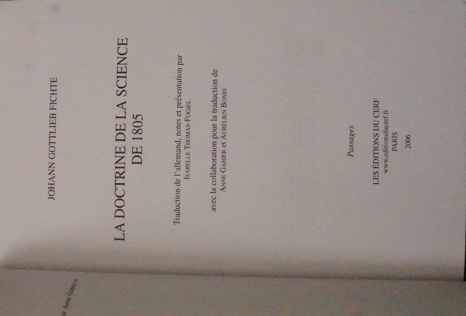 La Doctrine de la science de 1805