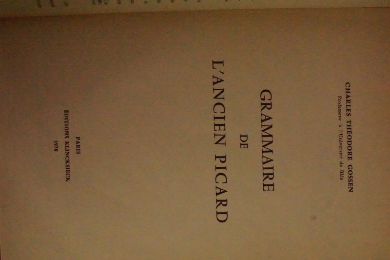 Grammaire de L`Ancien Picard