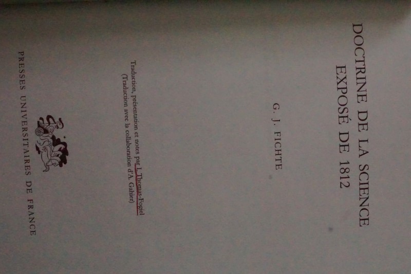 Doctrine de la science Exposé de 1812