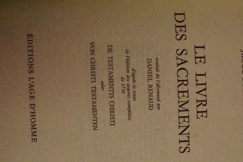 Le Livre des Sacrements