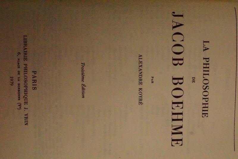 La Philosophie de Jacob Boehme