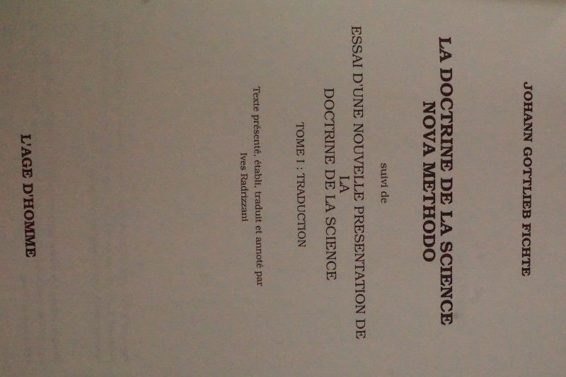La Doctrine de la Science Nova Methodo