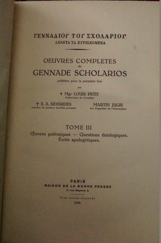 Oeuvres Completes de Gennade Scholarios