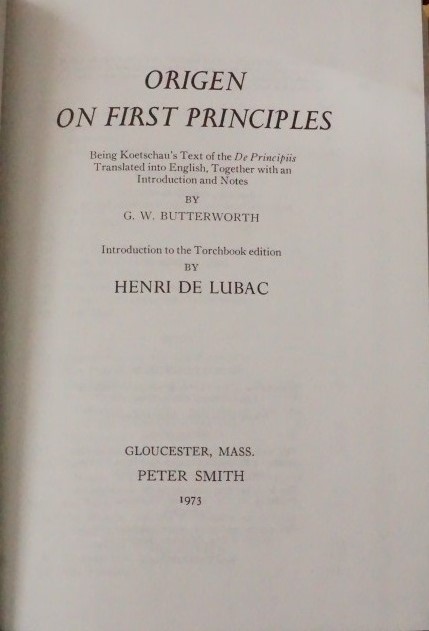 Origen on first Principles