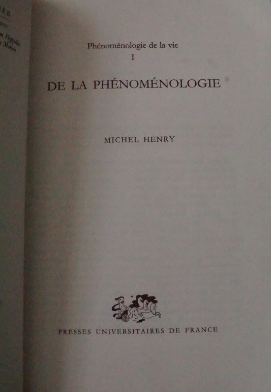 Phénoménologie de la Vie I