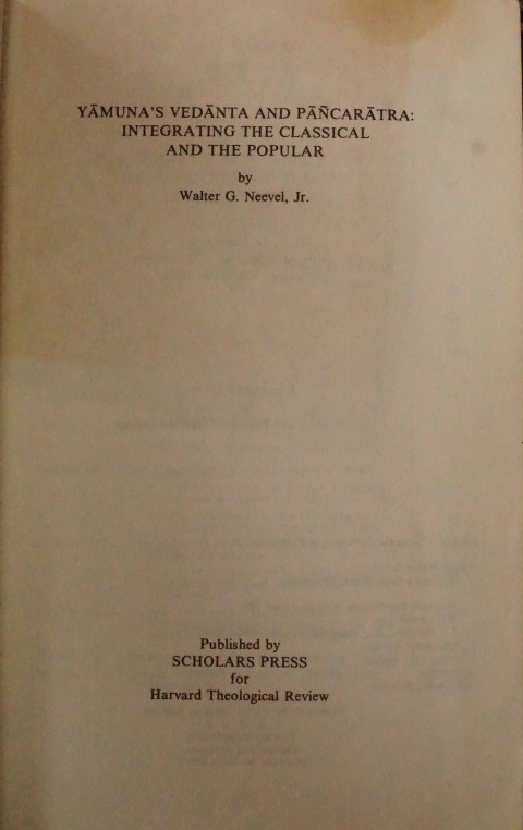 Yamuna's Vedanta and Pancaratra: Intergrating the Classical and the Popular
