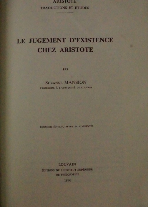 Le Jugement D`Existence Chez Aristote