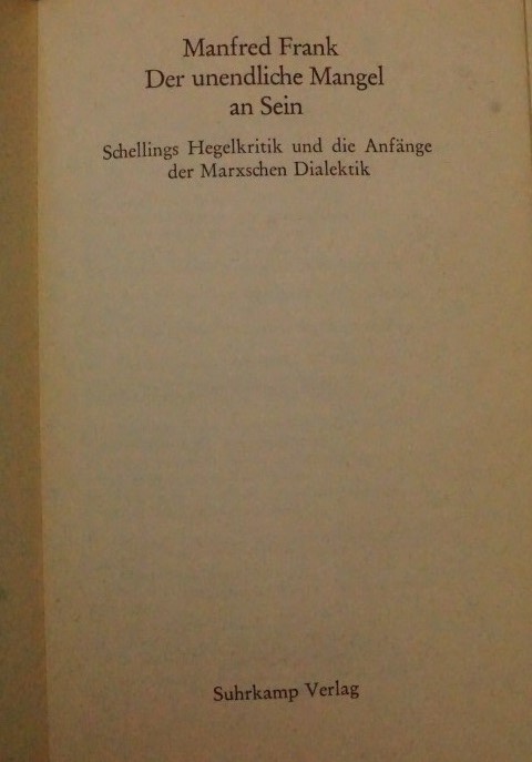 Der Unendliche Mangel an Sein