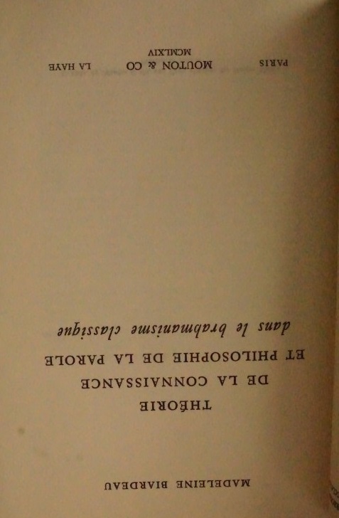 Théorie de la Connaissance et Philosophie de la Parole dans le Brahmanisme classique