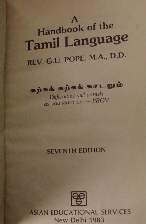 A Handbook of the Tamil Langiage 