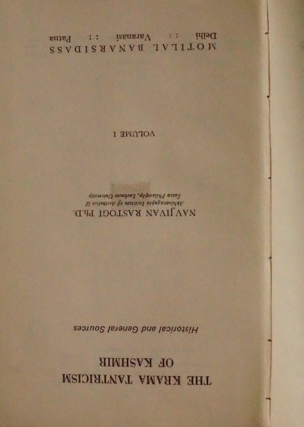 The Krama Tantrism of Kashmir - Volume 1