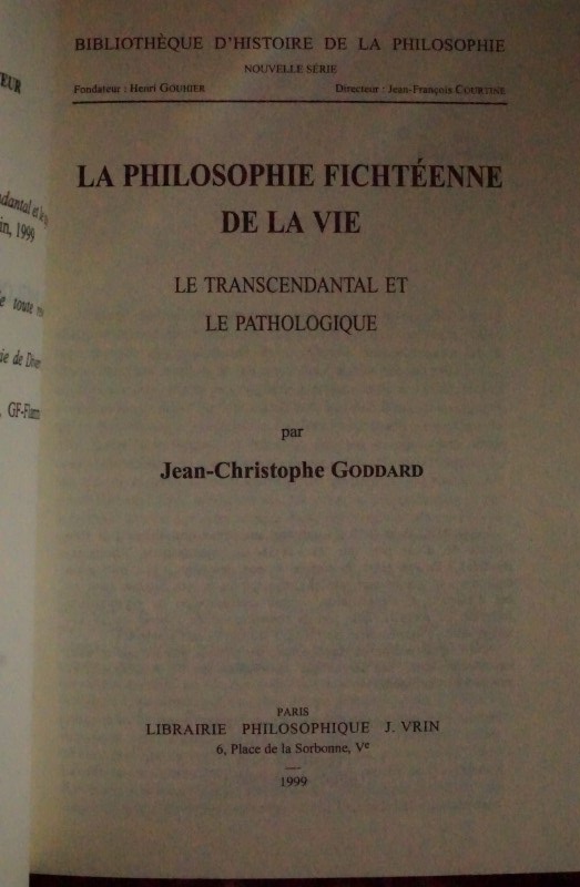 La Philosophie Fichténne de la Vie