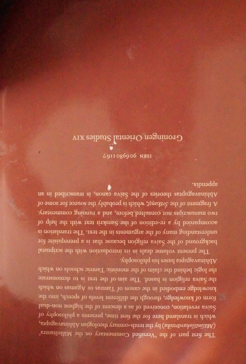 Abhinavagupta`s Philosophy of Revelation - Malinislokavarttika