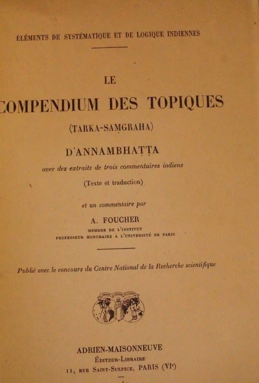 Le Compendium des Topiques (Tarka-Samgraha)