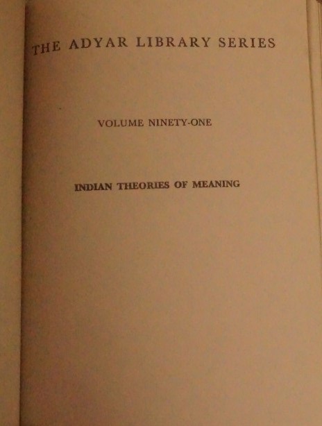 Indian Theories of Meaning 