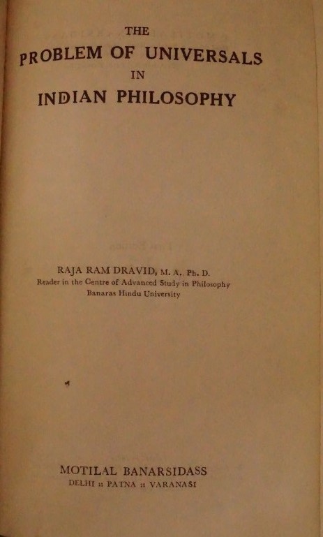 The Problem of Universals in Indian Philosophy