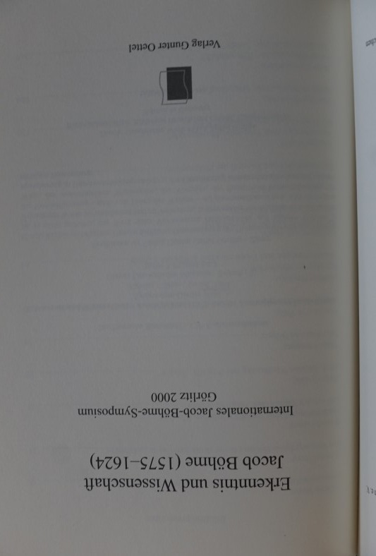 Erkenntnis und Wissenschaft - Internationales Jacob-Böhme-Symposium Görlitz 2000