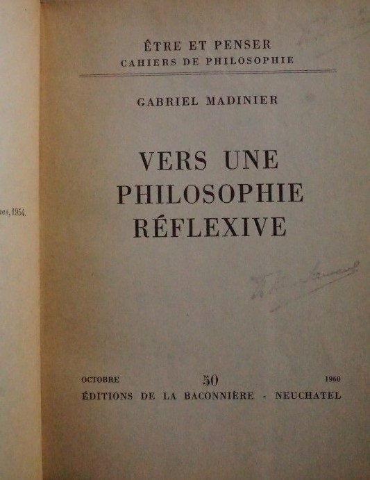 Vers une Philosophie Réflexive 
