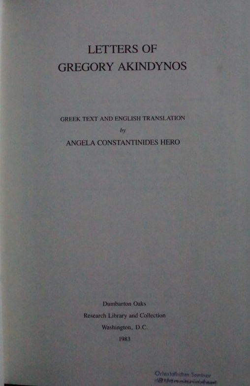 Letters of Gregory Akindynos