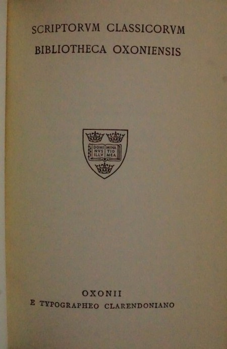 SCRIPTORVM CLASSICORVM - BIBLIOTHECA OXONIENSIS