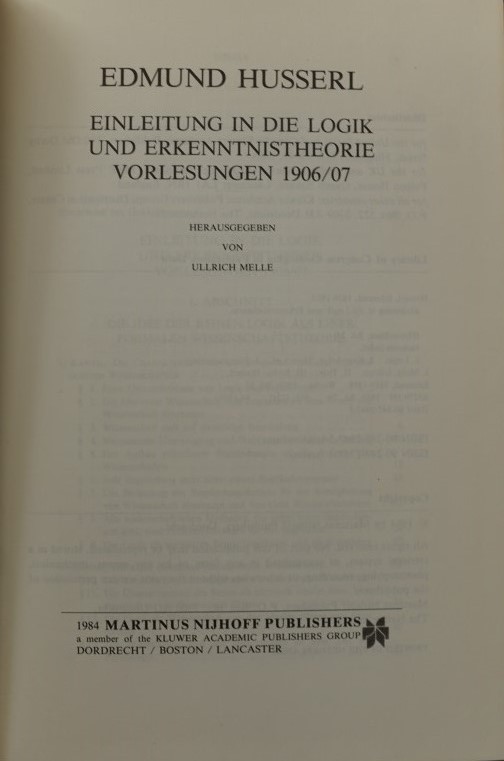 Einleitung in die Logik und Erkenntnistheorie - vorlesungen 1906/07
