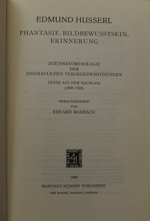 Phantasie, Bildbewusstsein, Erinnerung 1898-1925