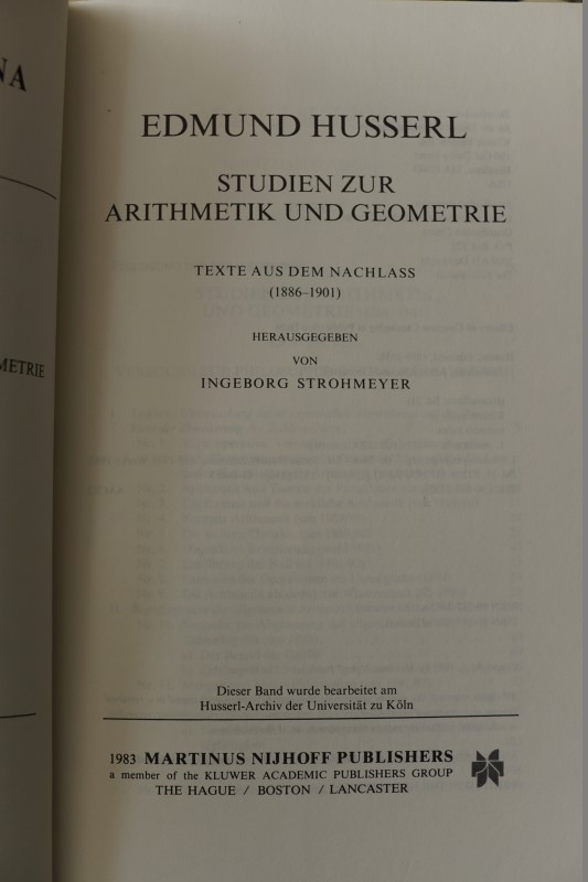 Studien zur Arithmetik und Geometrie - texte aus dem nachlass 1886-1901