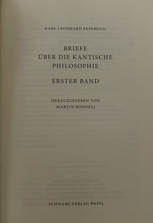 Briefe über die Kantische Philosophie