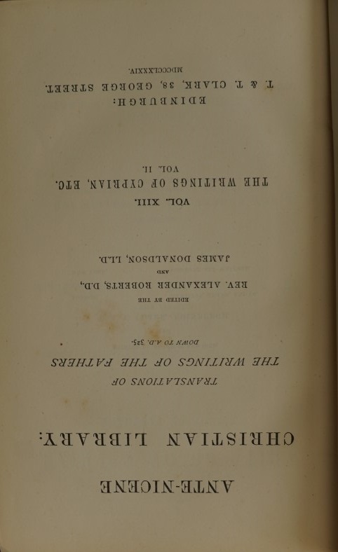 The Writings of Cyprian Etc Vol II