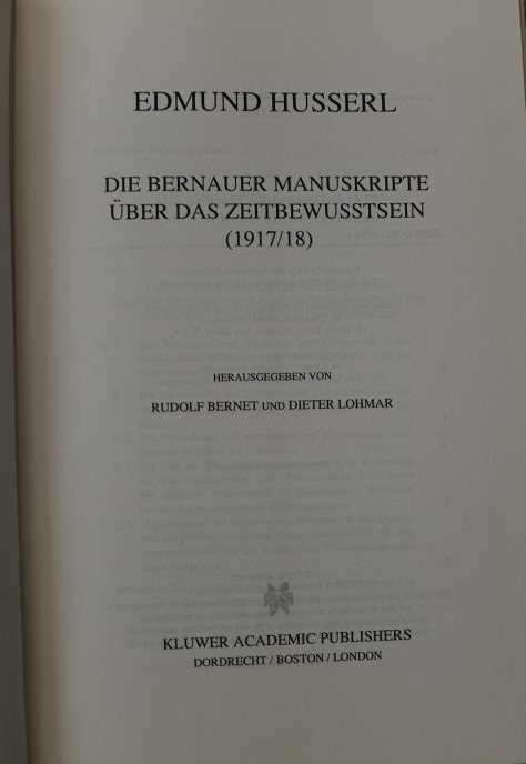 Die BernauerManuskripte über das Zeitbewusstsein (1917/18)