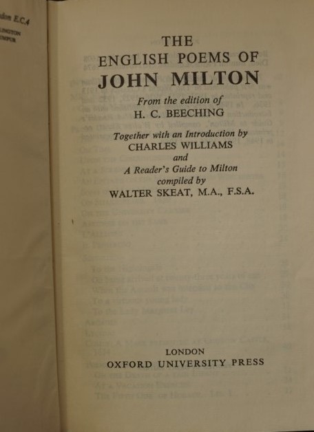 The Englisch Poems of John Milton