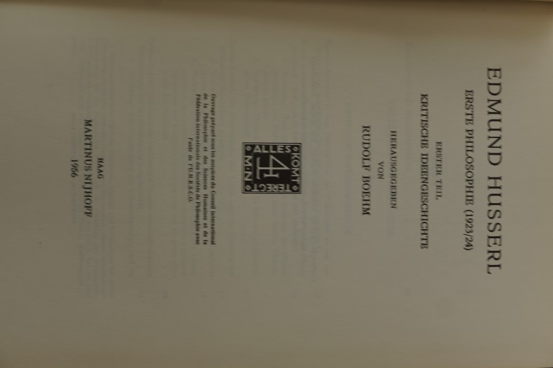 Erste Philosophie (1923/24) Ersten teil Kritische Ideengeschichte