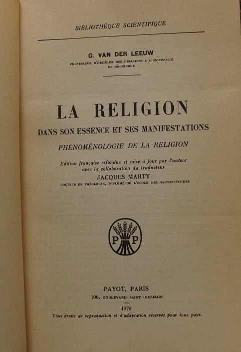 La Religion dans son essence et ses manifestations