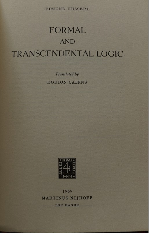 Formal and Trancendental Logic