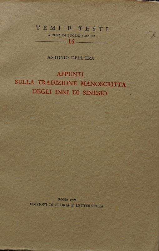 Appunti Sulla Tradizione Manoscritta Degli Inni Di Sinesio
