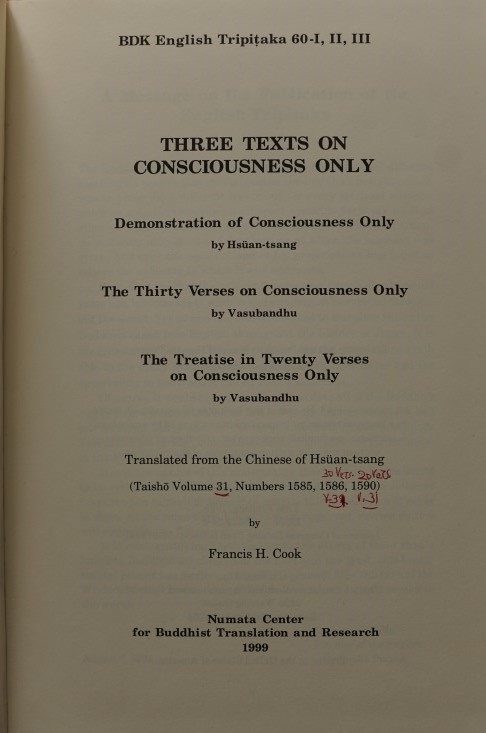 Three Texts on Consciousness only