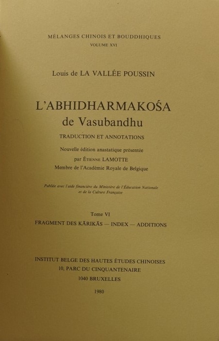 L`Abhidharmakosa de Vasubandhu - Traductions et Annotations