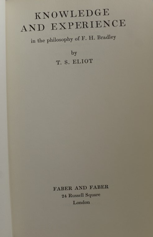 Knowledge and Experience in the philosophy of F. H. Bradley