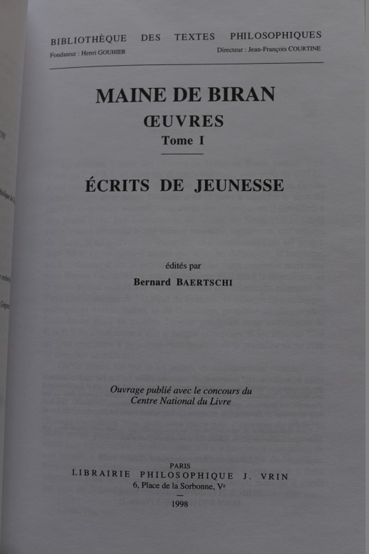 Maine de Biran Oeuvres