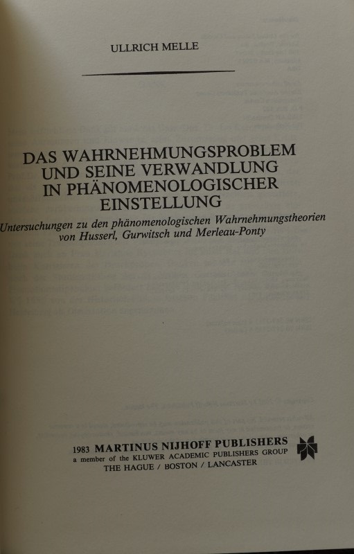 das Wahrnemungsproblem und seine Verwandlung in Phänomenologischer Einstellung