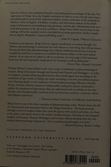 Being Given toward a phenomenology of givenness