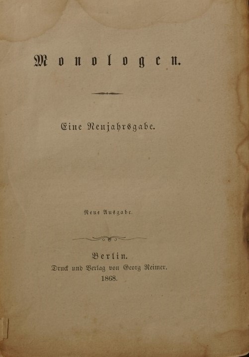 Monologen - Eine Neujahrsgabe