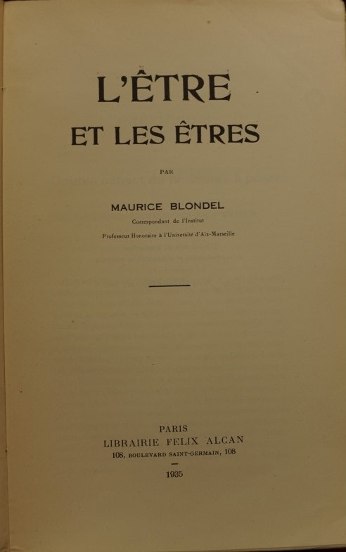 L`être et les êtres