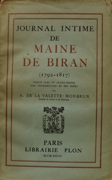 Journal Intime de Maine de Biran (1792-1817)