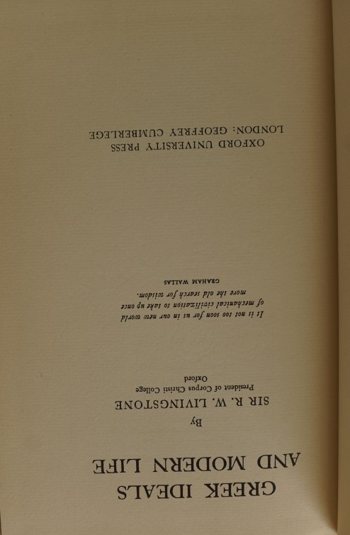Greek Ideals and Modern life