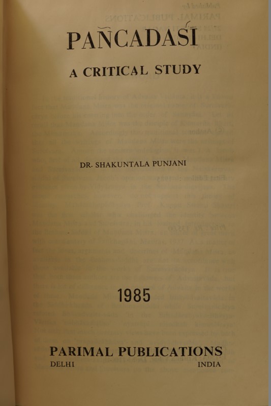 Pancadasi - A Critical Study