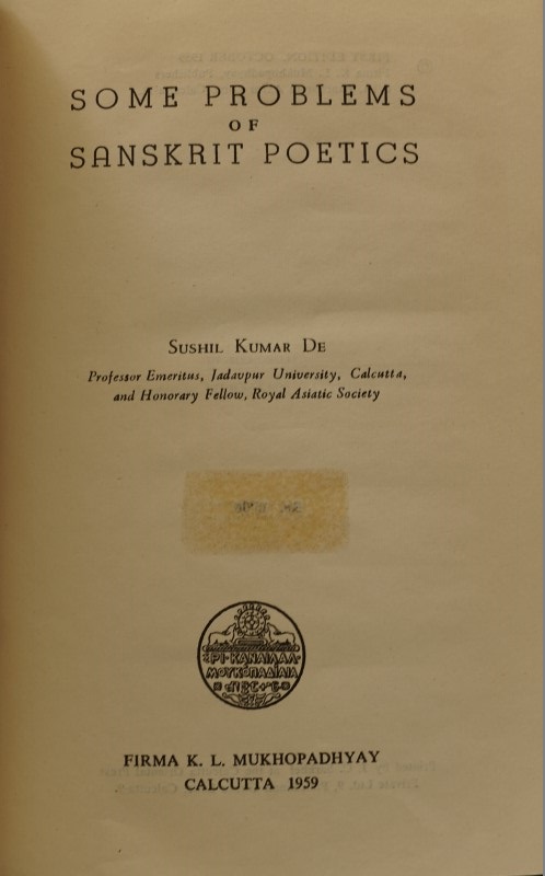 Some Problems of Sanskrit Poetics