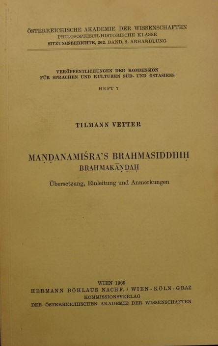 Manadamisra's Brahmasiddhih Brahmakandah